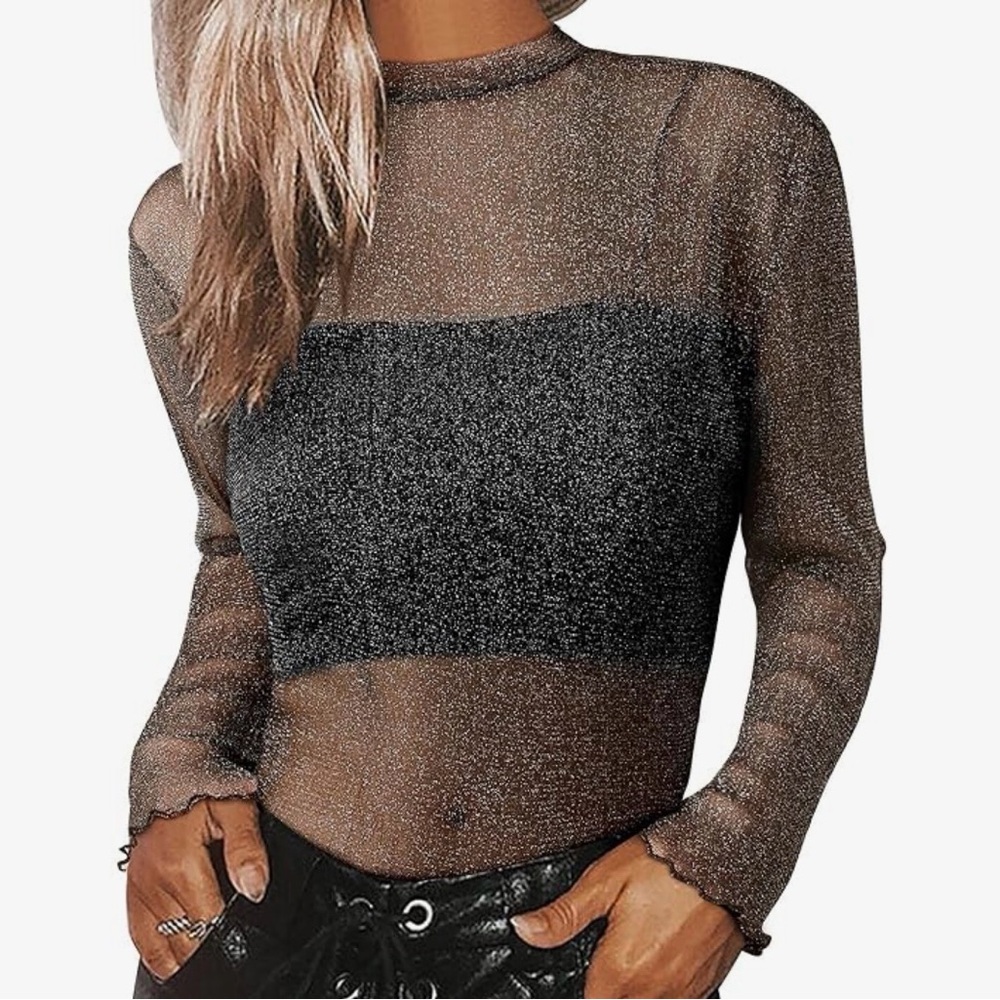 Sheer Black Glitter Top